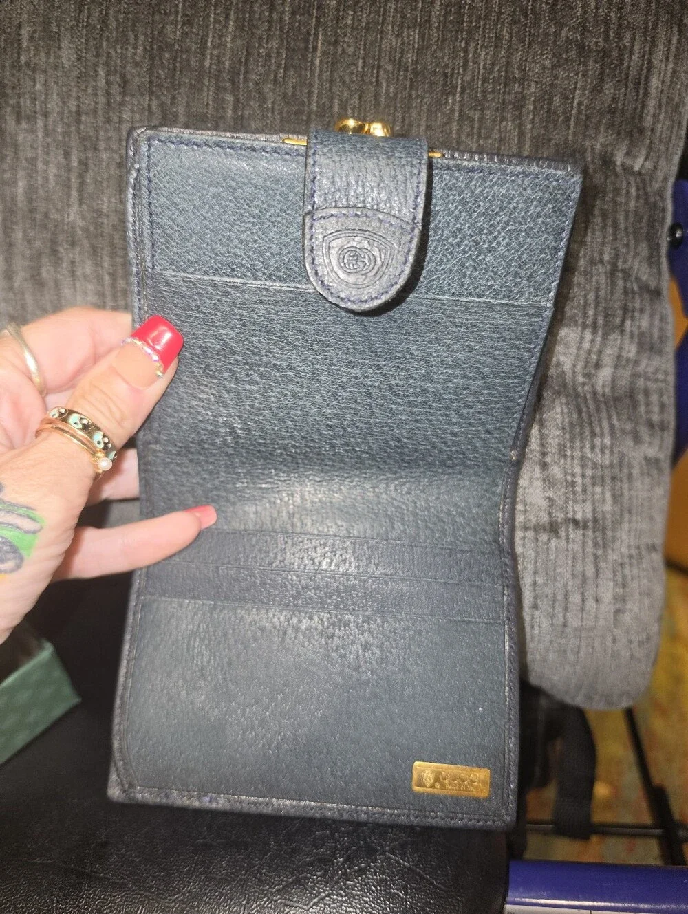 Vintage Gucci Micro GG Supreme Kiss-Lock Bifold Wallet